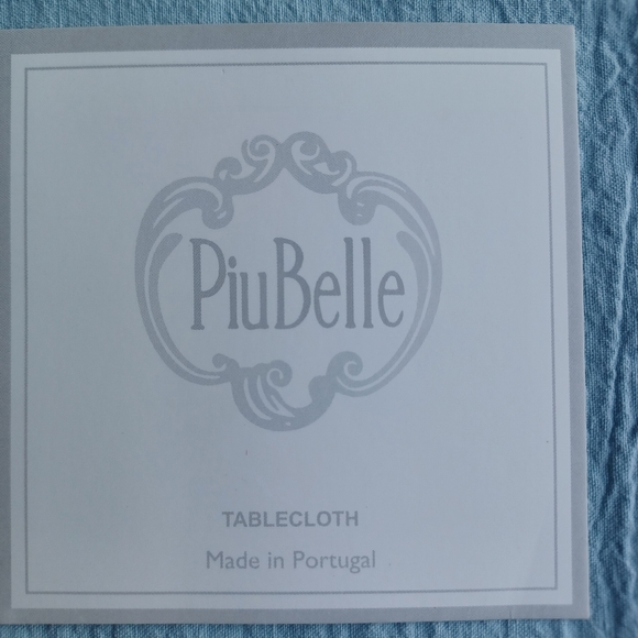 PIU BELLE SHABBY CHIC  BLUE LINEN COTTON TABLECOTH NWT 60X104 - Picture 15 of 16